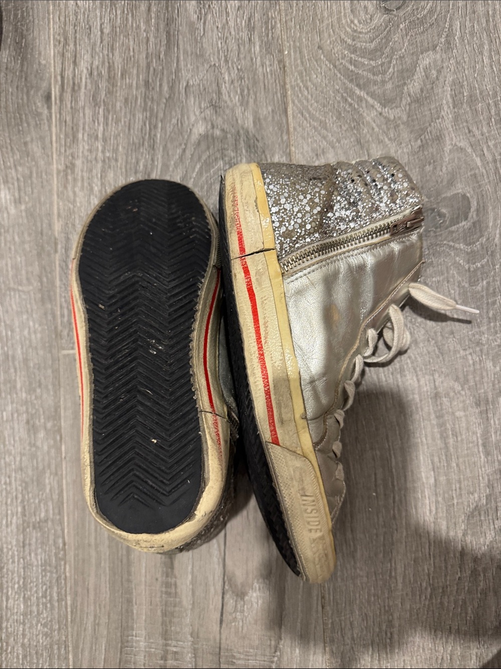 Golden Goose Silver High-Top Sneakers with Star Detail - Picture 5 of 8